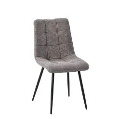 Chaise de salle à manger en microfibre matelassé taupe - Lilly