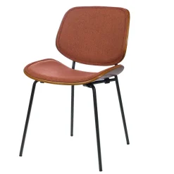 Chaise de salle à manger en tissu orange et noyer - Atlanta