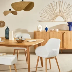 Chaise de salle à manger en tissu bouclette blanc - Altea