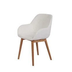 Chaise de salle à manger en tissu bouclette blanc - Altea