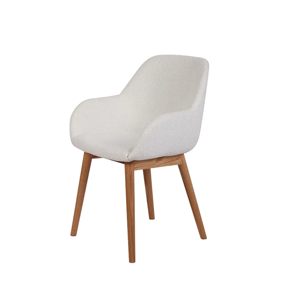 Chaise de salle à manger en tissu bouclette blanc - Altea