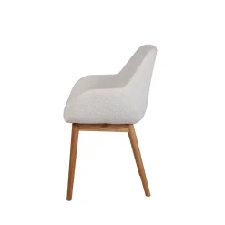 Chaise de salle à manger en tissu bouclette blanc - Altea