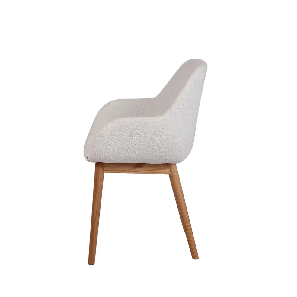 Chaise de salle à manger en tissu bouclette blanc - Altea