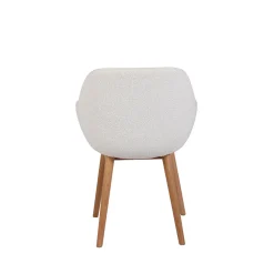 Chaise de salle à manger en tissu bouclette blanc - Altea