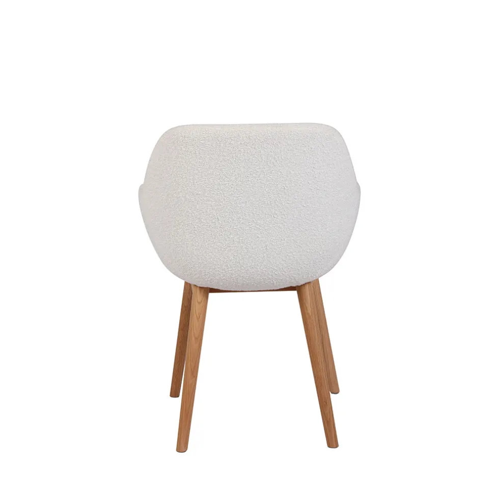 Chaise de salle à manger en tissu bouclette blanc - Altea