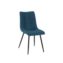 Chaise de salle à manger en tissu matelassé bleu pétrole - Lilly