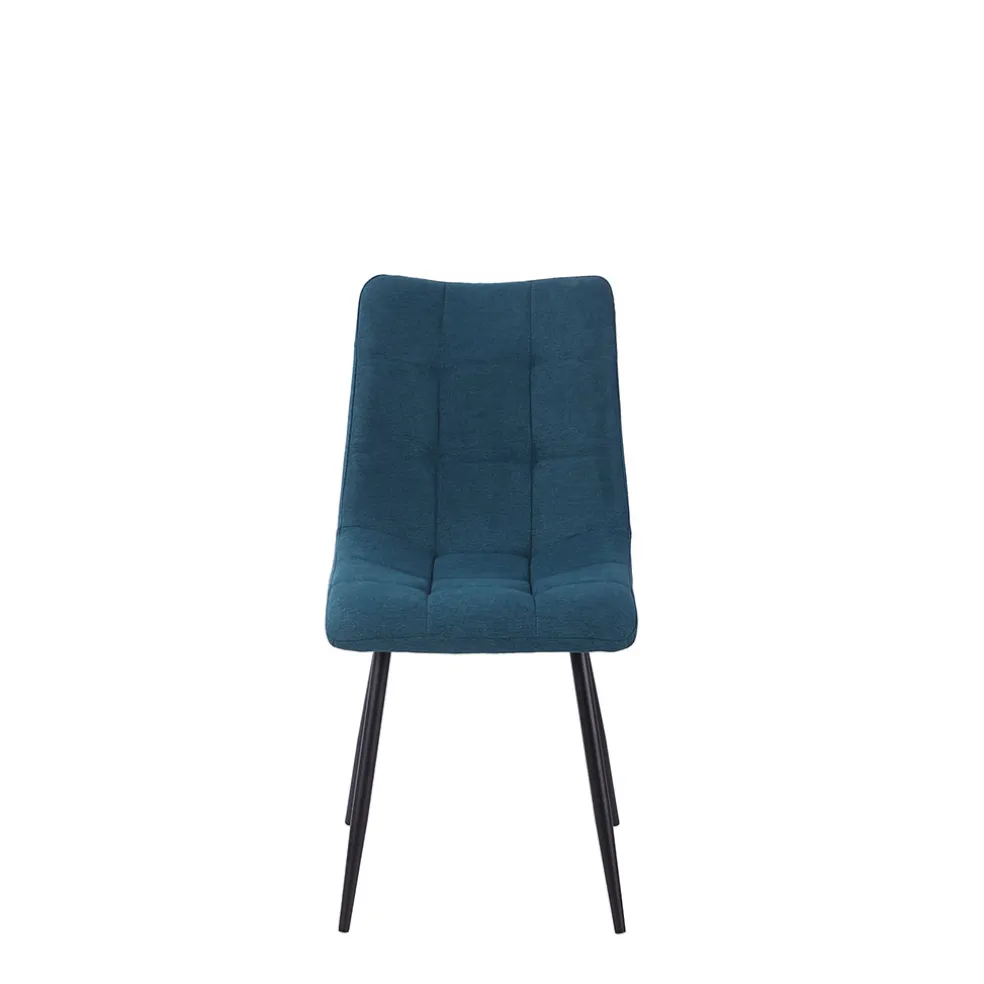 Chaise de salle à manger en tissu matelassé bleu pétrole - Lilly