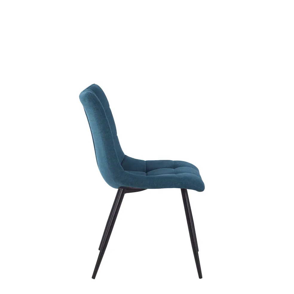 Chaise de salle à manger en tissu matelassé bleu pétrole - Lilly