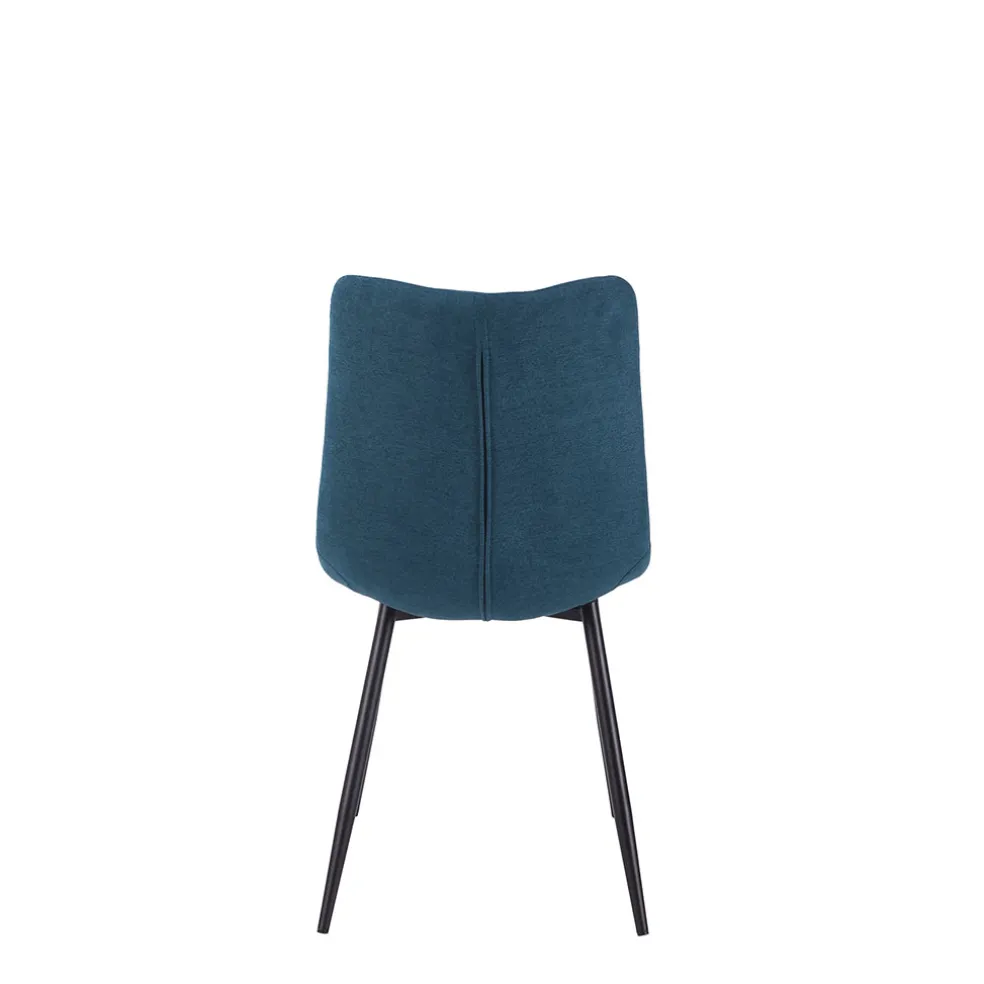 Chaise de salle à manger en tissu matelassé bleu pétrole - Lilly