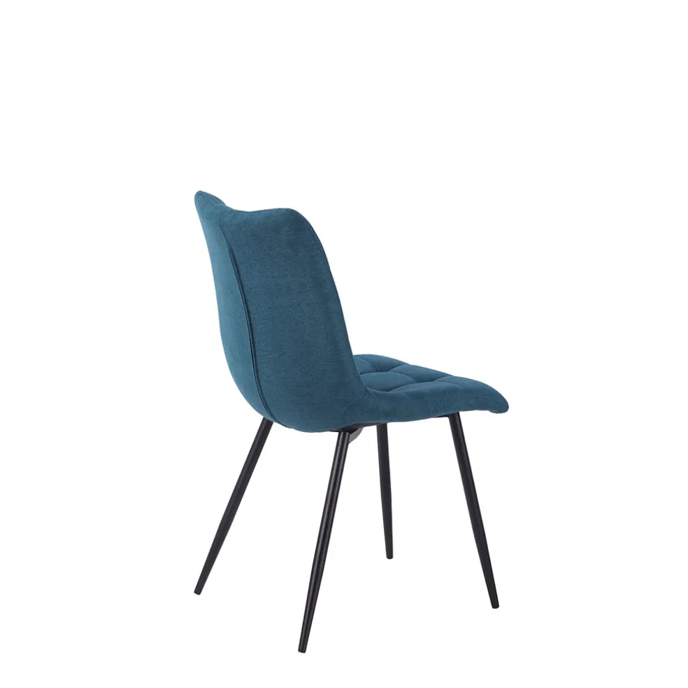 Chaise de salle à manger en tissu matelassé bleu pétrole - Lilly