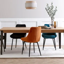 Chaise de salle à manger en velours bleu - Ben