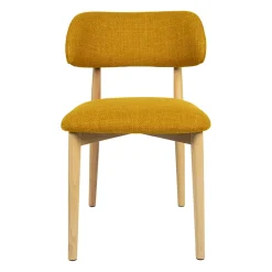 Chaise de salle à manger en tissu safran et hévéa - Elsy