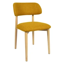 Chaise de salle à manger en tissu safran et hévéa - Elsy