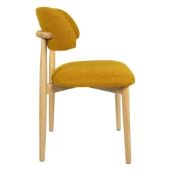 Chaise de salle à manger en tissu safran et hévéa - Elsy