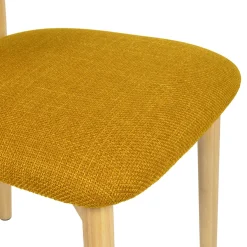 Chaise de salle à manger en tissu safran et hévéa - Elsy