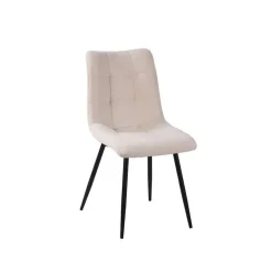 Chaise de salle à manger en tissu matelassé blanc ivoire - Lilly