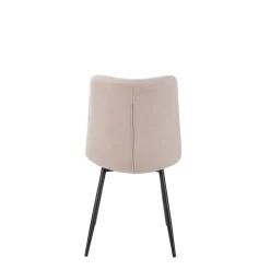 Chaise de salle à manger en tissu matelassé blanc ivoire - Lilly