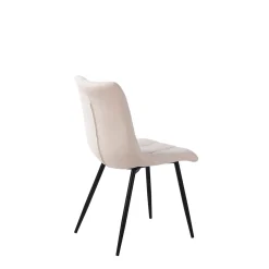 Chaise de salle à manger en tissu matelassé blanc ivoire - Lilly