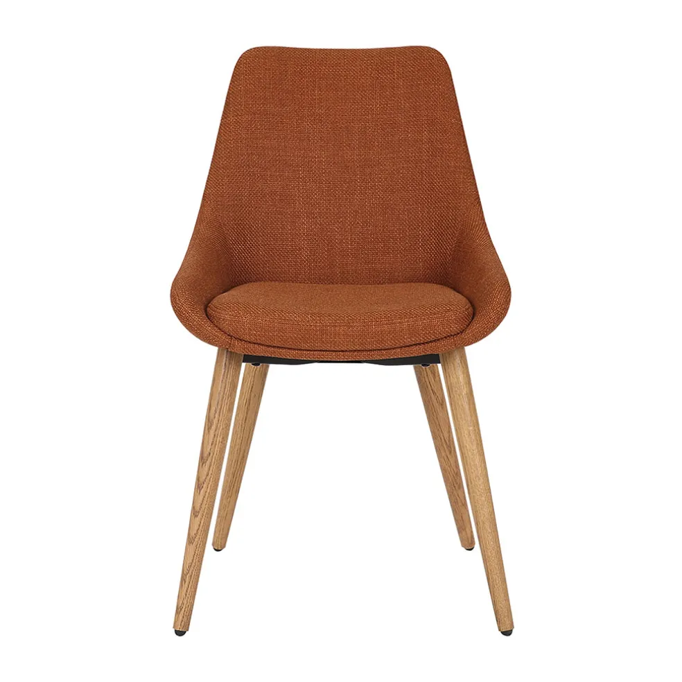 Chaise de salle à manger en tissu cognac - Ben