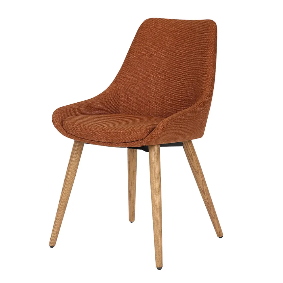 Chaise de salle à manger en tissu cognac - Ben