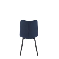 Chaise de salle à manger en tissu matelassé bleu marine - Lilly