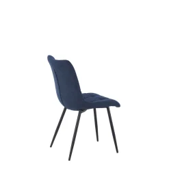 Chaise de salle à manger en tissu matelassé bleu marine - Lilly