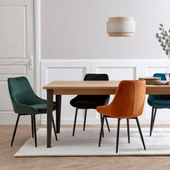Chaise de salle à manger en velours vert - Ben