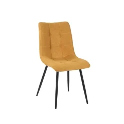 Chaise de salle à manger en tissu matelassé moutarde - Lilly
