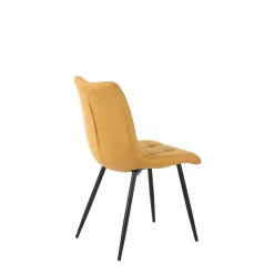 Chaise de salle à manger en tissu matelassé moutarde - Lilly