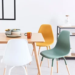 Chaise de salle à manger scandinave moutarde - Phebee