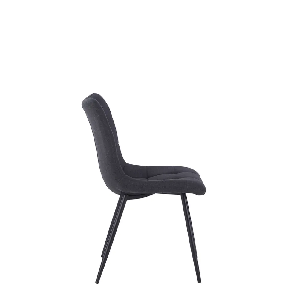 Chaise de salle a manger en tissu matelassé anthracite - Lilly