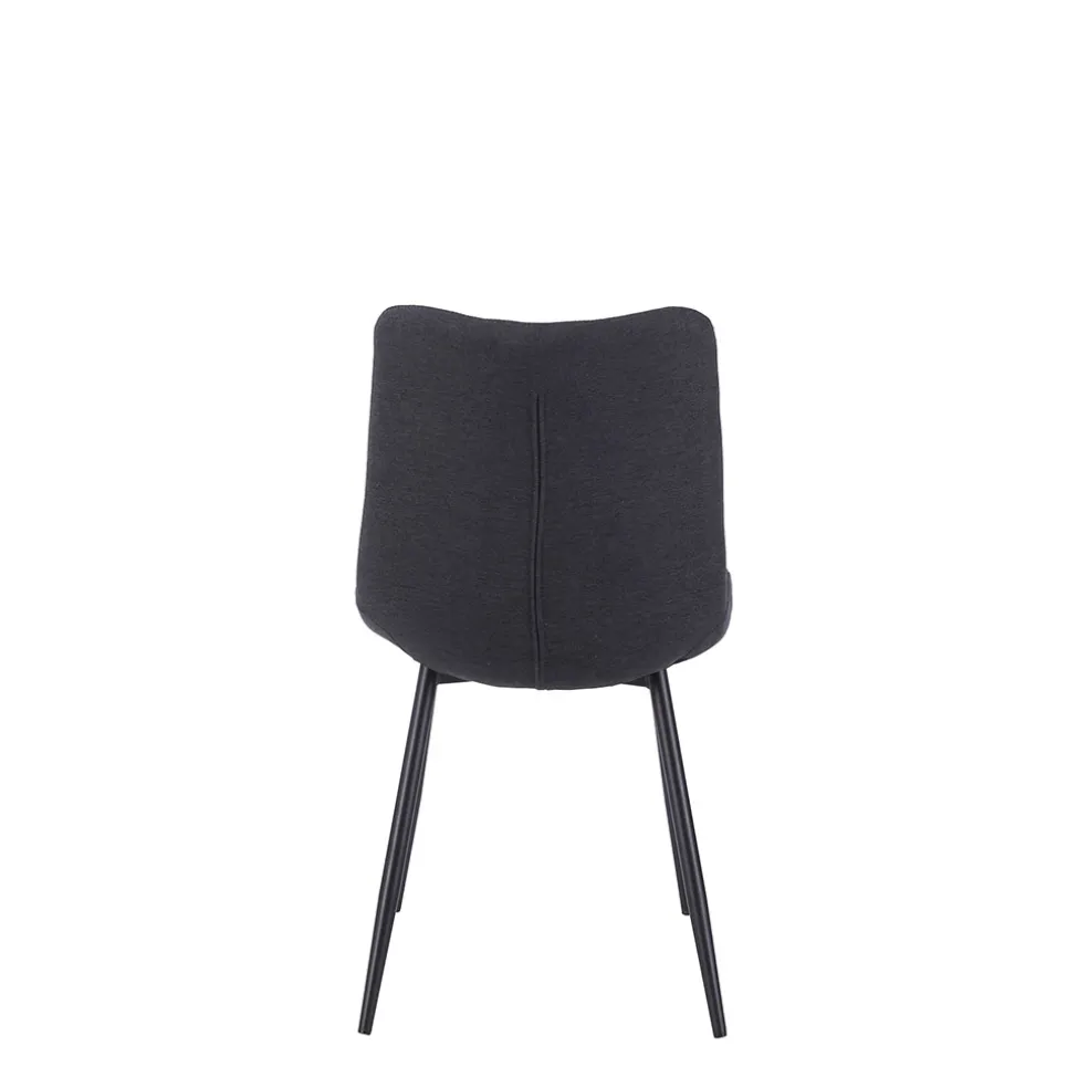 Chaise de salle a manger en tissu matelassé anthracite - Lilly