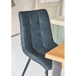 Chaise de salle a manger en tissu matelassé anthracite - Lilly