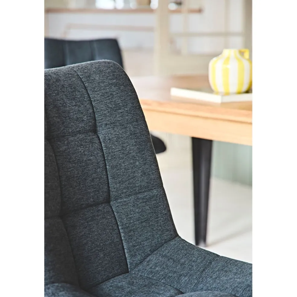 Chaise de salle a manger en tissu matelassé anthracite - Lilly