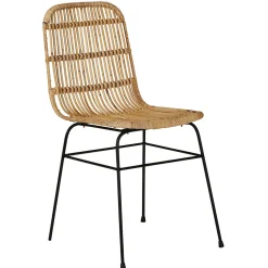 Chaise en rotin et pieds en métal noir - Maya