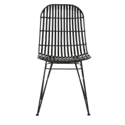 Chaise en rotin naturel et metal noir - KUBU