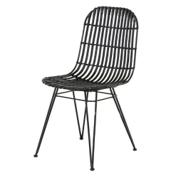 Chaise en rotin naturel et metal noir - KUBU