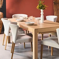 Chaise en tissu tapissée beige - Valentina