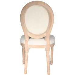 Chaise medaillon en bois d'hévea beige et cannage