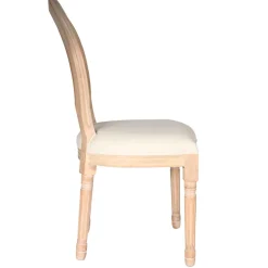 Chaise medaillon en bois d'hévea beige et cannage