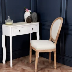 Chaise medaillon en bois d'hévea beige