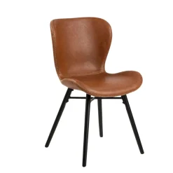 Chaise salle à manger aspect cuir rétro cognac - Batla