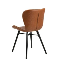 Chaise salle à manger aspect cuir rétro cognac - Batla