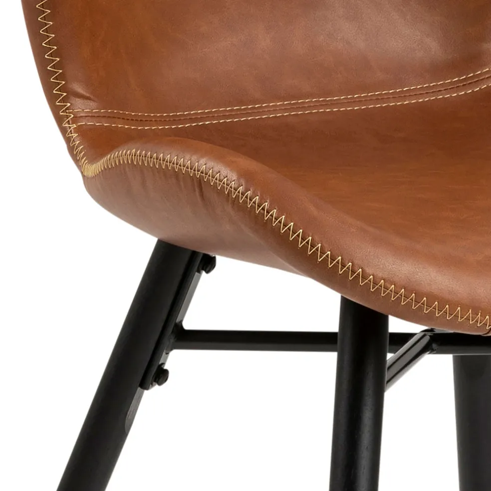 Chaise salle à manger aspect cuir rétro cognac - Batla