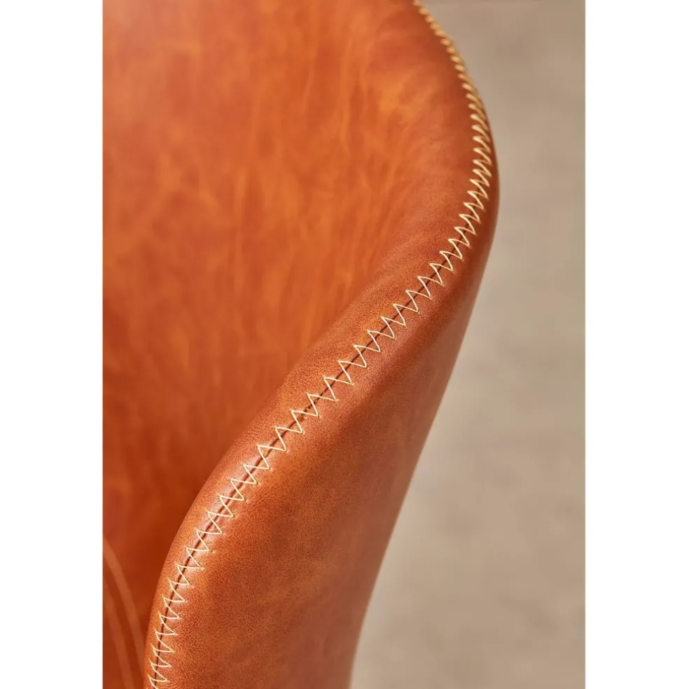 Chaise salle à manger aspect cuir rétro cognac - Batla