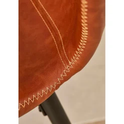 Chaise salle à manger aspect cuir rétro cognac - Batla