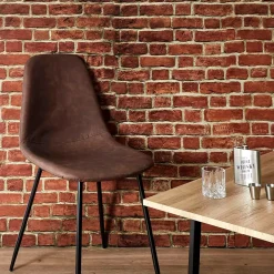 Chaise salle à manger effet cuir marron - Amber