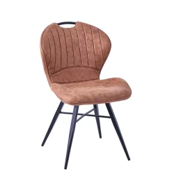 Chaise salle à manger en microfibre camel - Vicky