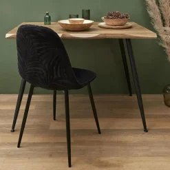 Chaise salle à manger en tissu noir - Leaf