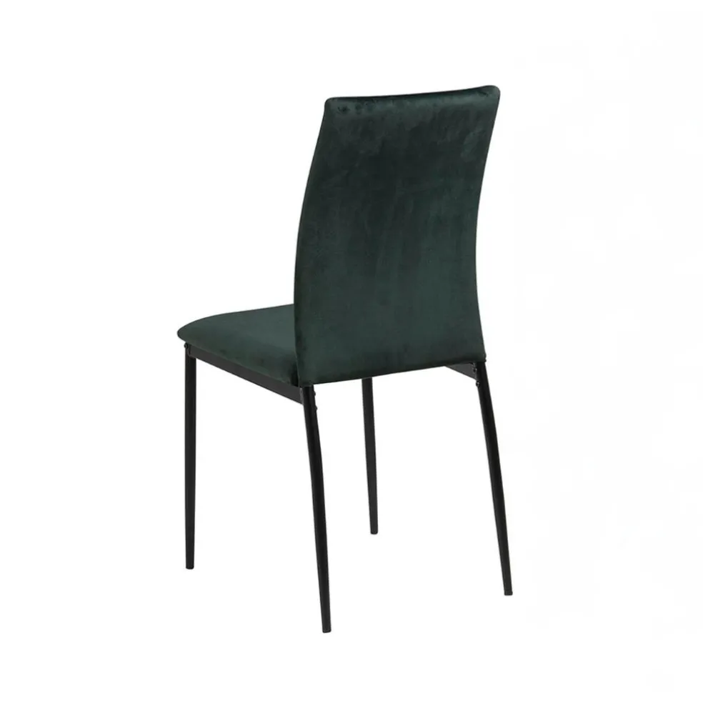 Chaise salle à manger en tissu vert fonce - Demia